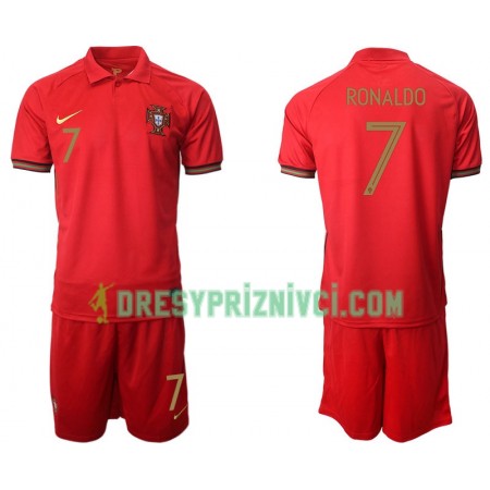 Fotbalový Komplet Portugalsko Cristiano Ronaldo 7 Dětské Domácí ME 2020 Krátký Rukáv (+ trenýrky)